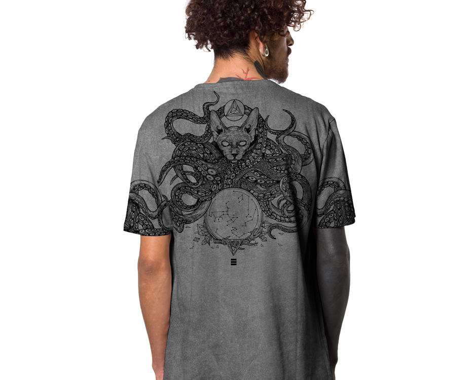 abstract octopus t-shirt in grey 